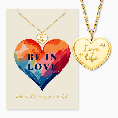 Halskette Edelstahl Gold mit Grußkarte Love