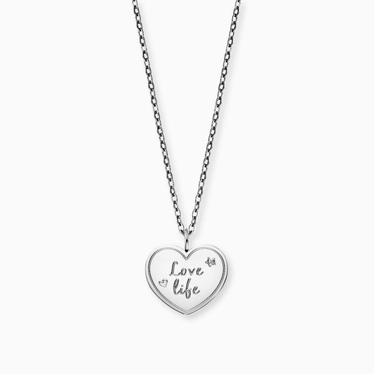 Halskette Edelstahl Silber mit Grußkarte Love
