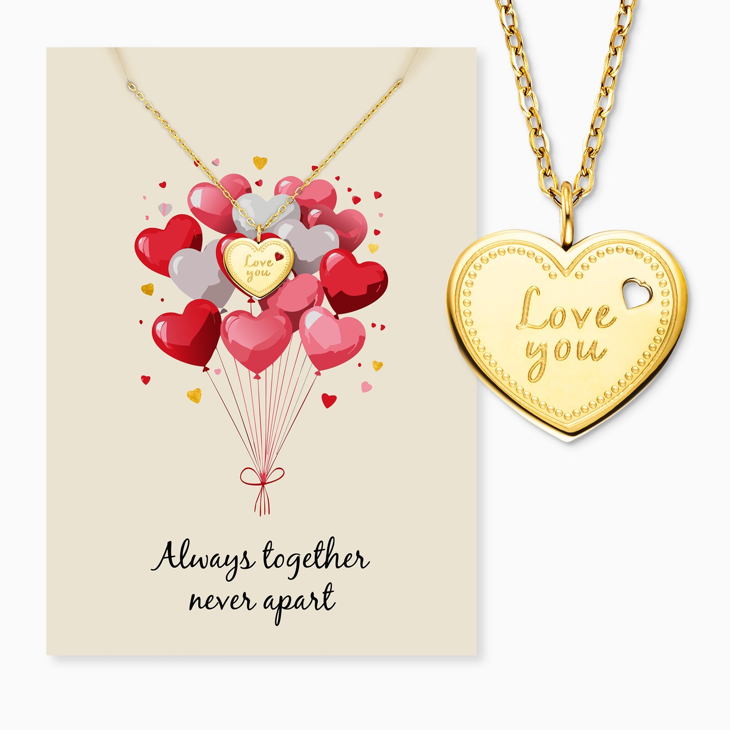 Halskette Edelstahl Gold mit Grußkarte Love You