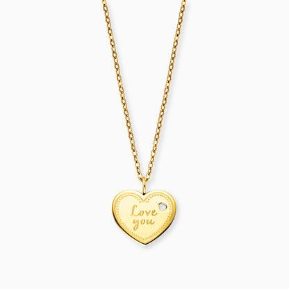 Halskette Edelstahl Gold mit Grußkarte Love You