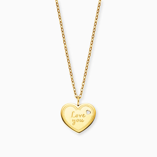 Halskette Edelstahl Gold mit Grußkarte Love You