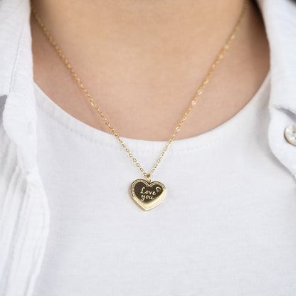Halskette Edelstahl Gold mit Grußkarte Love You