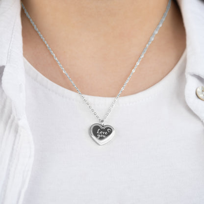 Halskette Edelstahl Silber mit Grußkarte Love You