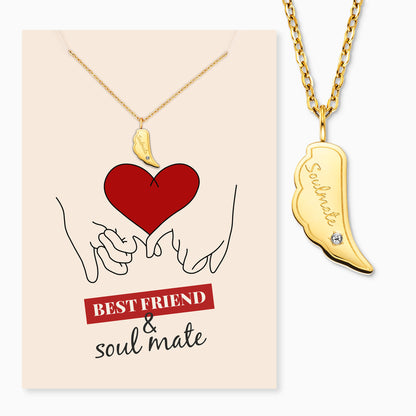 Halskette Edelstahl Gold mit Grußkarte Soulmate