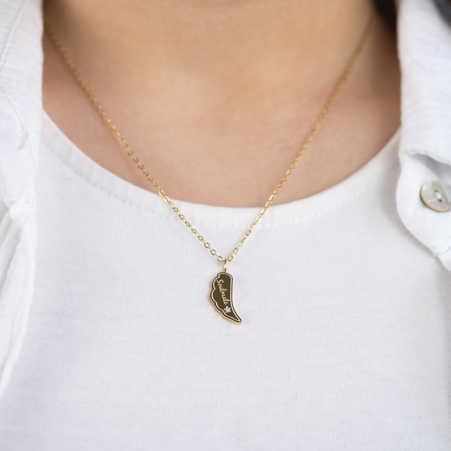 Halskette Edelstahl Gold mit Grußkarte Soulmate