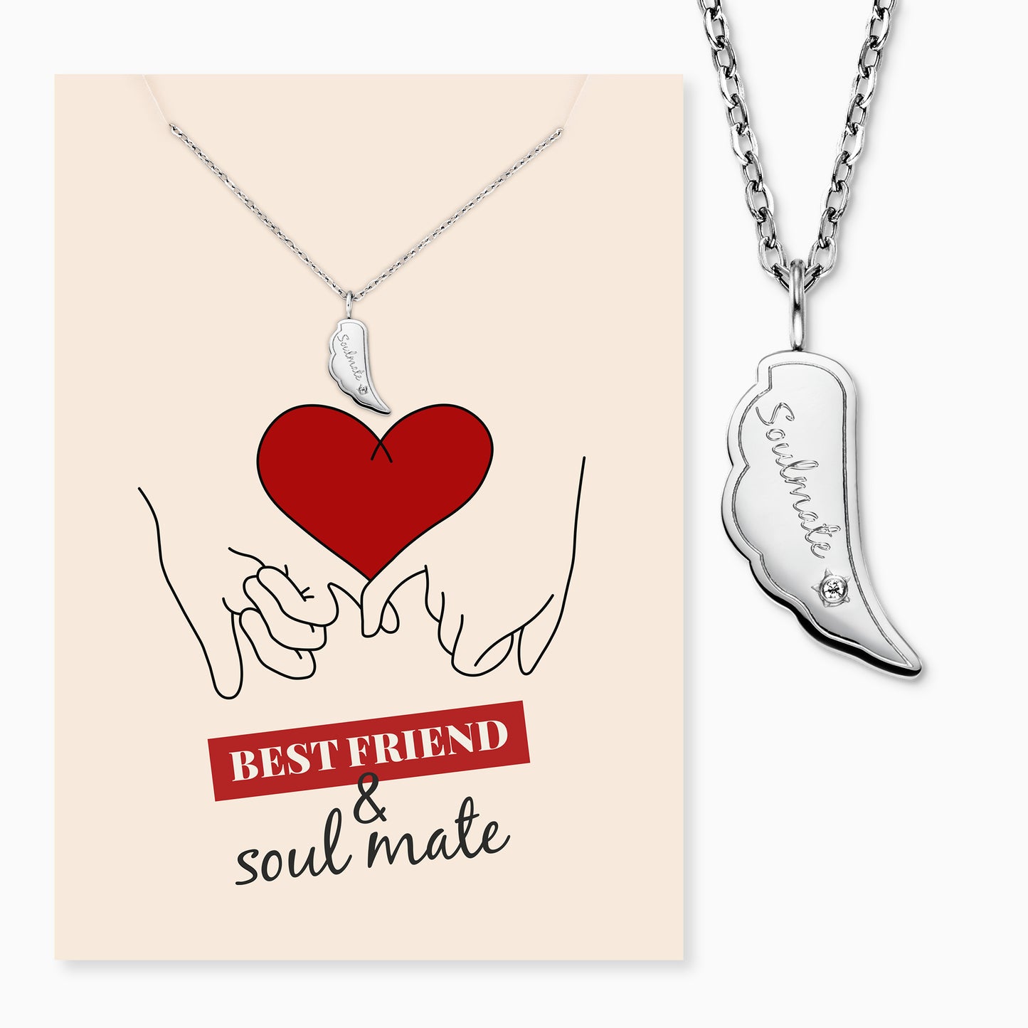 Halskette Edelstahl Silber mit Grußkarte Soulmate