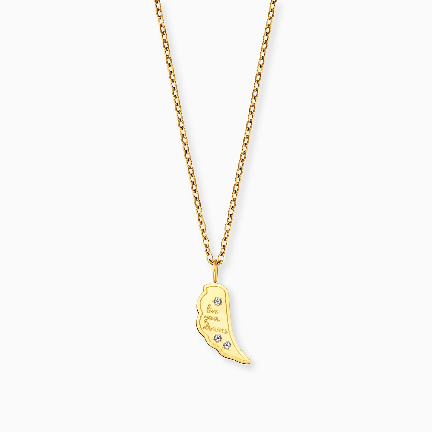Flügel der Freiheit - 2er Duo Set Armband Edelstahl BOHO Triangle Bicolor & Halskette Edelstahl Gold Live Your Dream Grußkarte