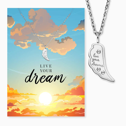Halskette Edelstahl Silber mit Grußkarte Live Your Dream