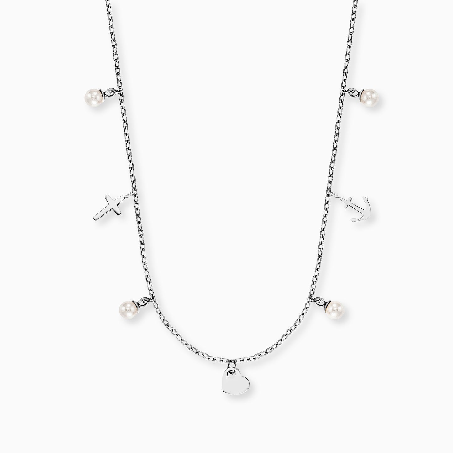 Halskette Edelstahl Silber mit Grußkarte Faith Love Hope