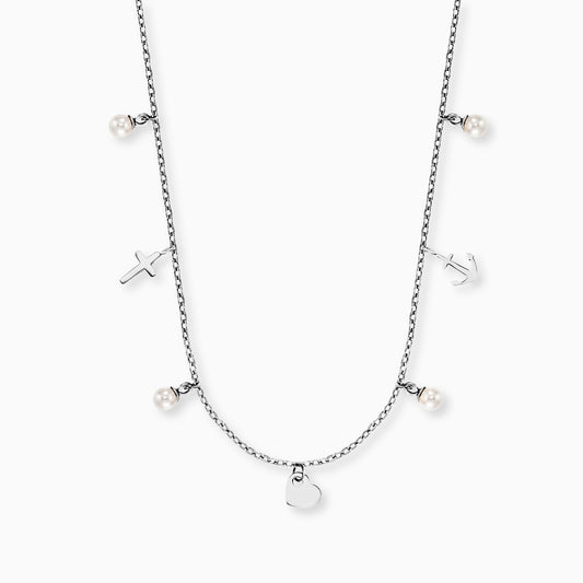 Halskette Edelstahl Silber mit Grußkarte Faith Love Hope