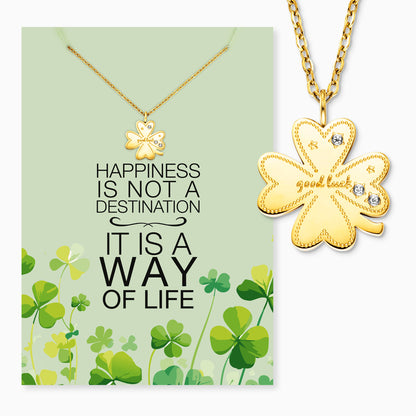 Halskette Edelstahl Gold mit Grußkarte Happiness