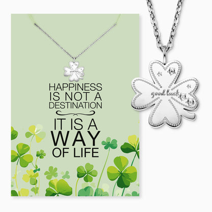 Halskette Edelstahl Silber mit Grußkarte Happiness