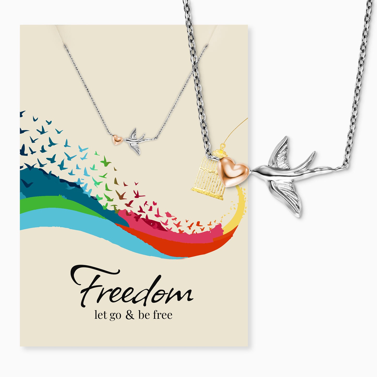 Halskette Edelstahl Bicolor mit Grußkarte Freedom