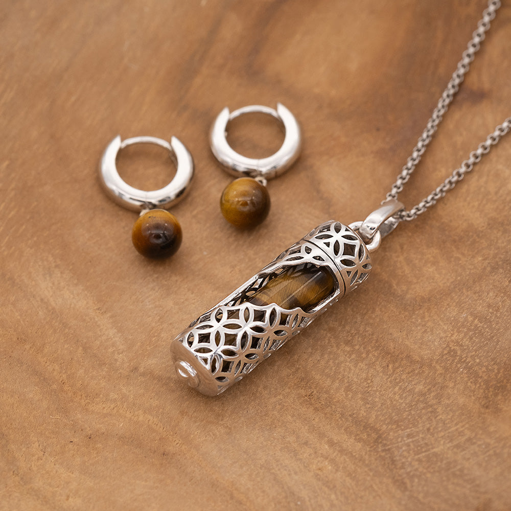 Engelsrufer women's silver necklace pendant with tiger eye power stone size M