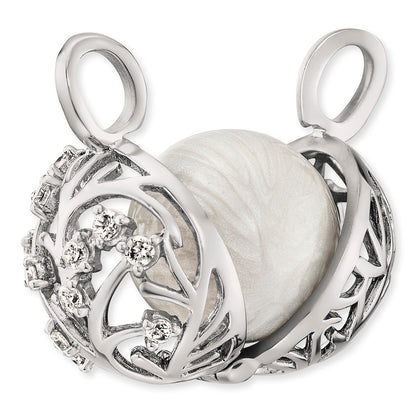 Anhänger 925er Silber Bloom Klangkugel Weiß mit Zirkonia Multicolor