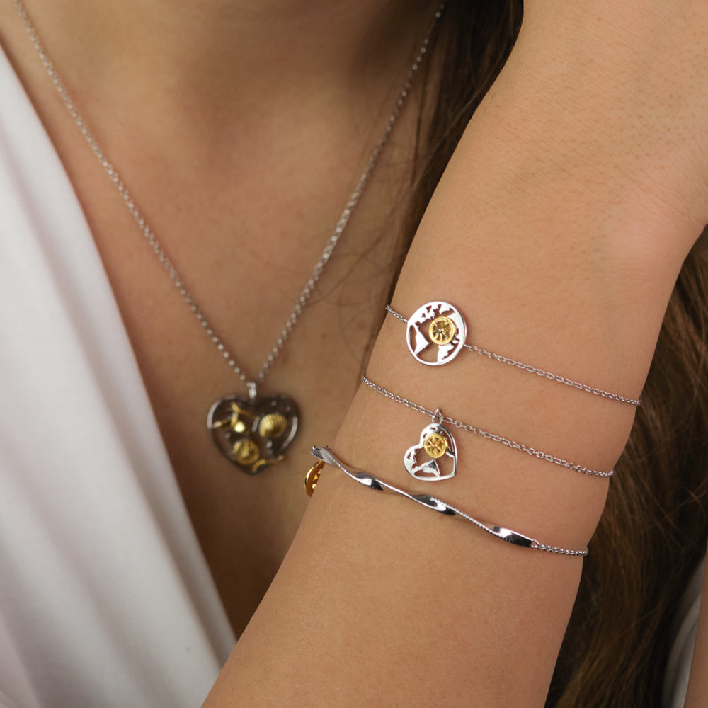 Engelsrufer bracelet 925 sterling silver bicolor with aloha heart