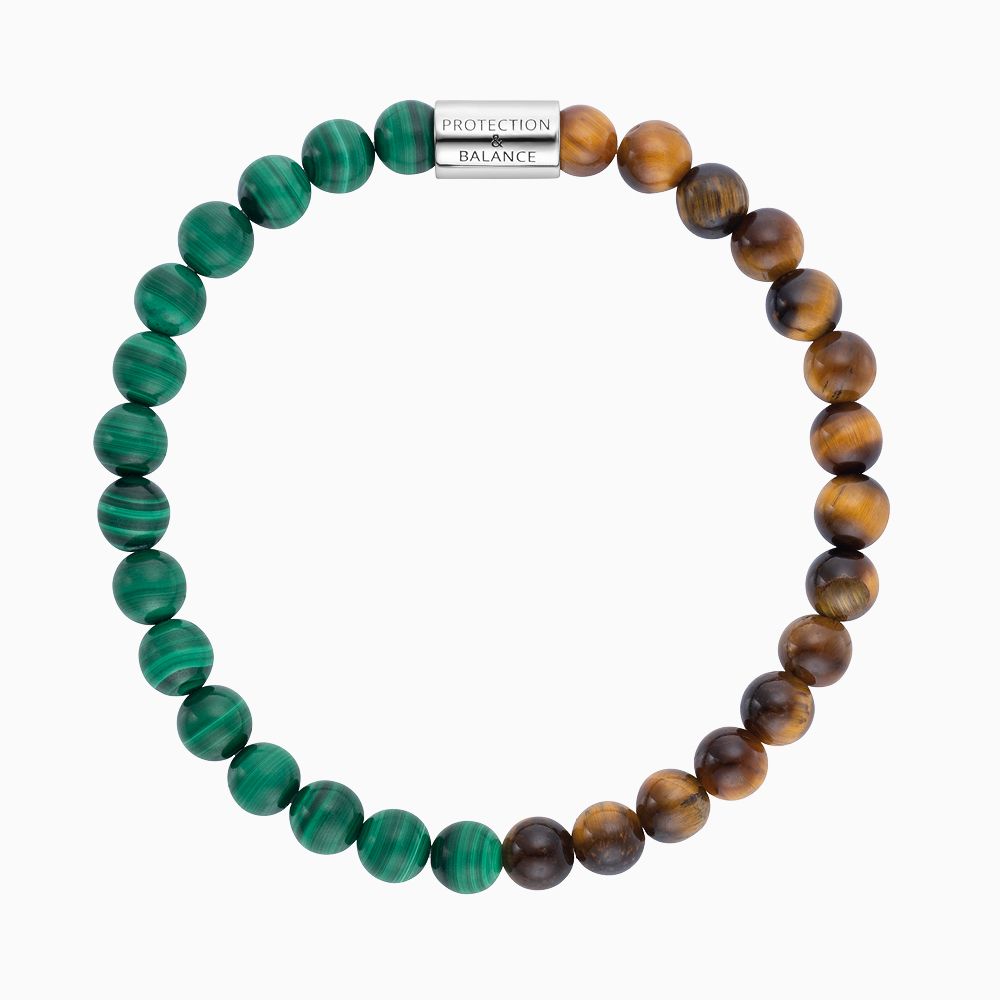 Engelsrufer Powerful Stone Armband aus Silber mit Malachit und Tigerauge