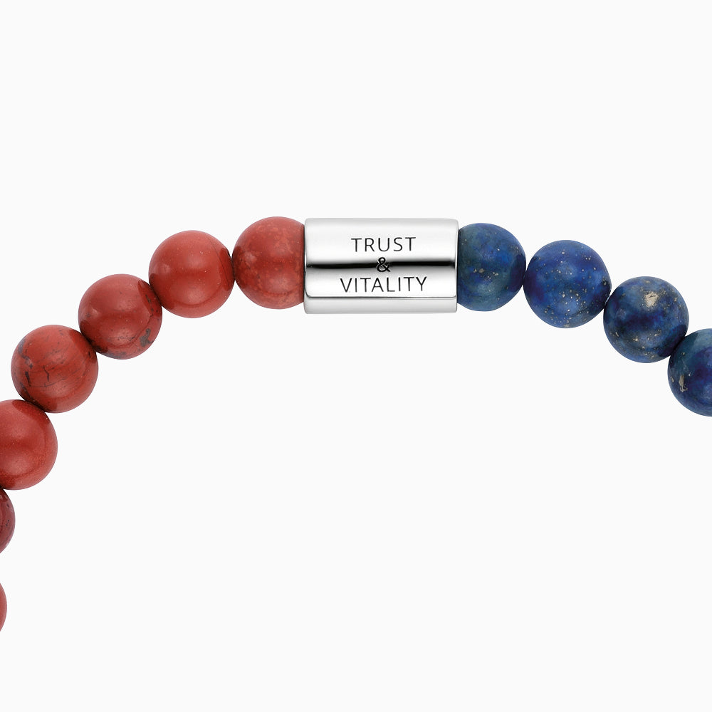 Armband 925er Silber mit Kraftsteinen Roter Jaspis Lapislazuli