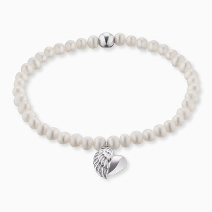 Armband 925er Silber Herzflügel mit Süßwasserperlen