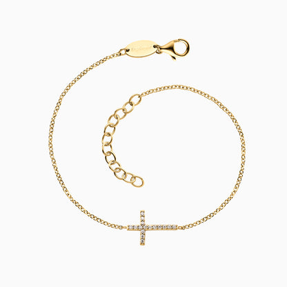 Armband 925er Silber Kreuz Gold mit Zirkonia