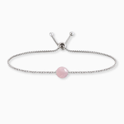 Armband 925er Silber mit Kraftstein Rosenquarz