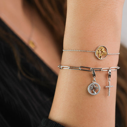 Armband 925er Silber Lebensbaum Bicolor