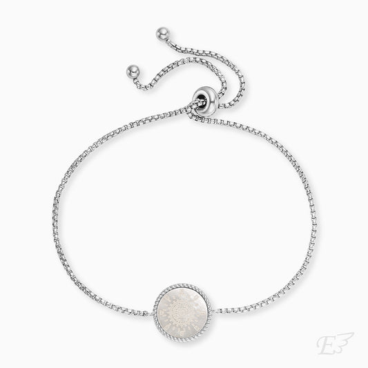 Armband 925er Silber Kompass Perlmutt Weiß