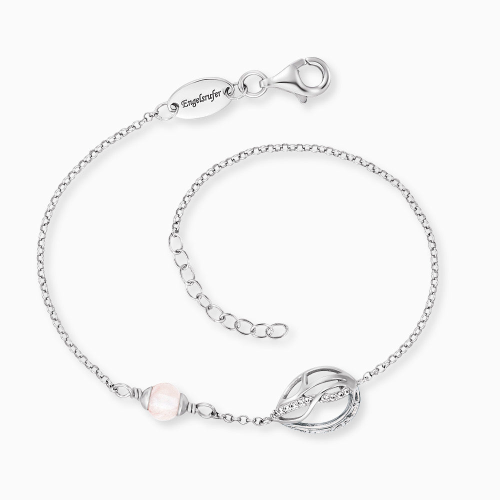 Engelsrufer Himmelsträne mit Lebensblume Armband aus Silber mit funkelnden Zirkonia-Steinen