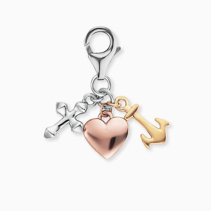 Charm 925er Silber Glaube Liebe Hoffnung Tricolor