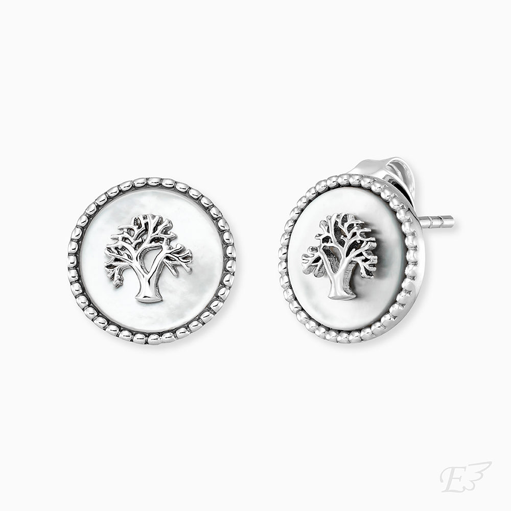 Engelsrufer Lebensbaum Ohrstecker aus Silber mit Perlmutt