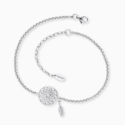 Fußkette Edelstahl Traumfänger und Feder