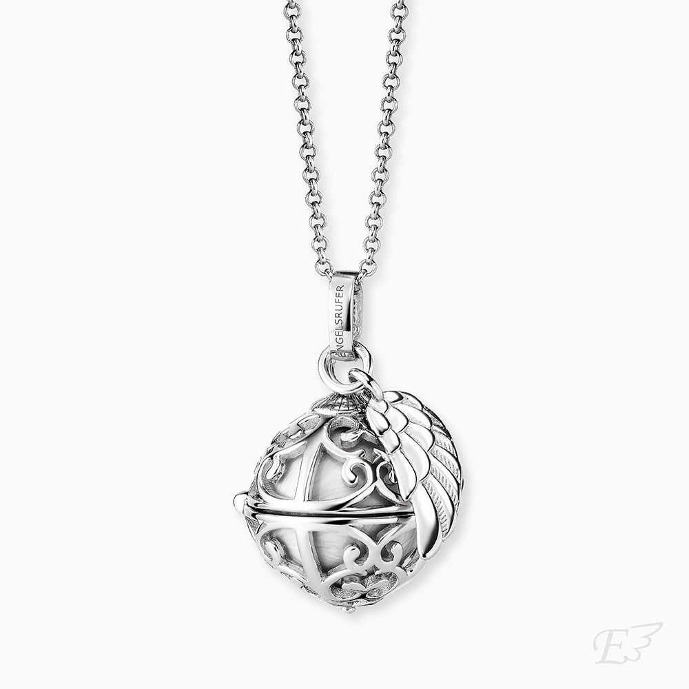 Halskette 925er Silber Engelsrufer mit Klangkugel Weiß Größe XS