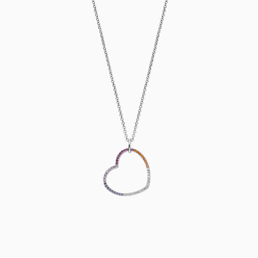 Engelsrufer mit Anhänger Regenbogenherz Zirkonia Halskette in Multicolor