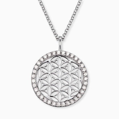 Engelsrufer mit Anhänger Lebensblume Halskette in Gold mit funkelnden Zirkonia-Steinen Multicolor