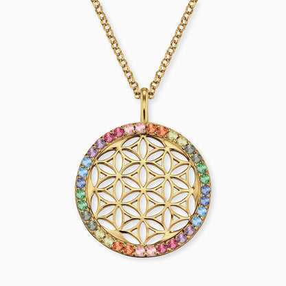 Halskette 925er Silber Lebensblume mit Zirkonia gold · multicolor