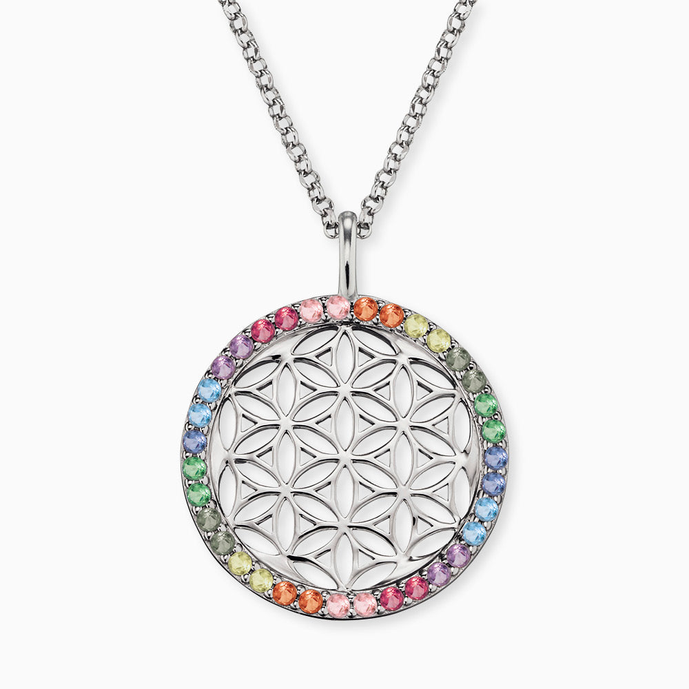 Engelsrufer Lebensblume Kette aus Silber mit funkelnden Zirkonia-Steinen