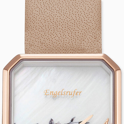 Watch Stainless Steel Flower with Nubuck Leather Strap Brown