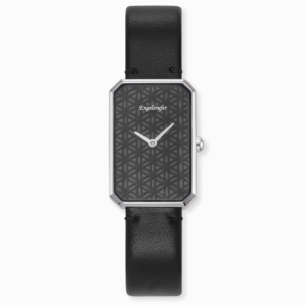 Engelsrufer Kinderuhr mit lebensblume silber lederband schwarzmotiv in Multicolor