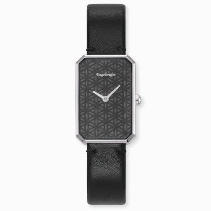 Engelsrufer Kinderuhr mit lebensblume silber lederband schwarzmotiv in Multicolor