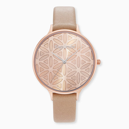 Engelsrufer Kinderuhr mit lebensblume roségold lederband braunmotiv in Multicolor