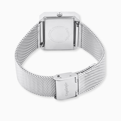 Uhr Edelstahl Lebensblume Blau mit Edelstahl Mesh-Band