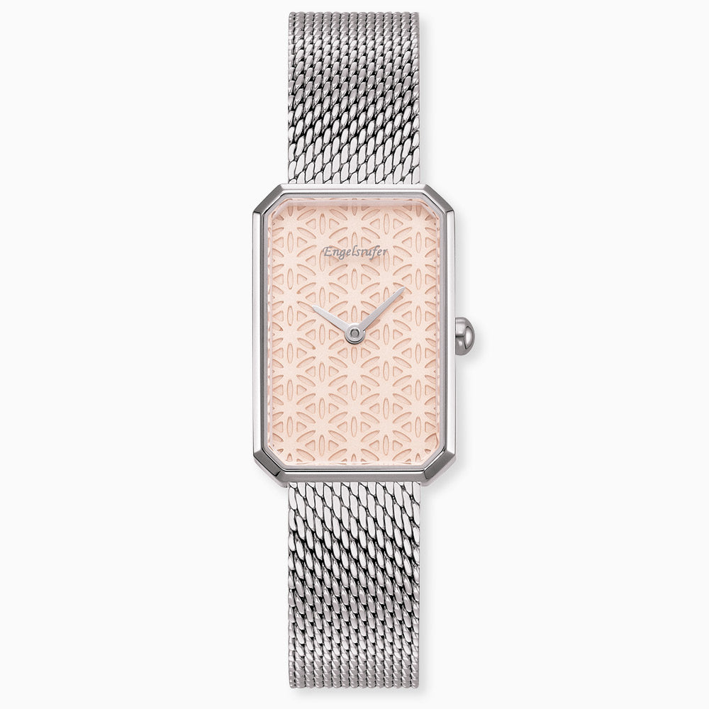 Engelsrufer Kinderuhr mit lebensblume silber meshband silbermotiv in Multicolor