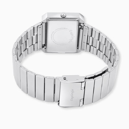Uhr Edelstahl Lebensblume Schwarz mit Edelstahl Armband