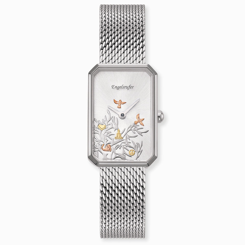Engelsrufer Kinderuhr mit lebensbaum silber meshband silbermotiv in Multicolor