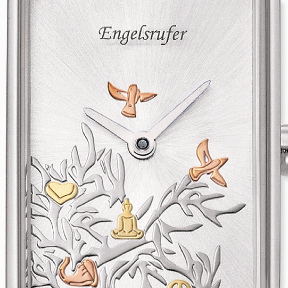 Stainless Steel Tree of Life Watch with Mesh Strap Silver