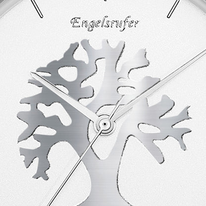 Uhr Edelstahl Lebensbaum mit Zirkonia Multicolor und Edelstahl Mesh-Band