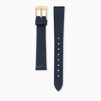 Lederarmband Dunkelblau für Uhren mit Edelstahl Verschluss Gold 12 mm
