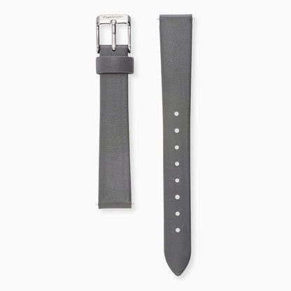 Armband Nubuk Leder Dunkelgrau für Uhren mit Edelstahl Verschluss 14 mm