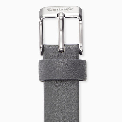 Armband Nubuk Leder Dunkelgrau für Uhren mit Edelstahl Verschluss 14 mm