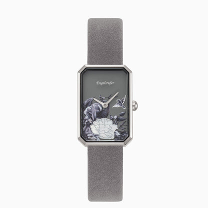 Set Uhr Edelstahl Blume & Armband 925er Silber Herz mit Markasit